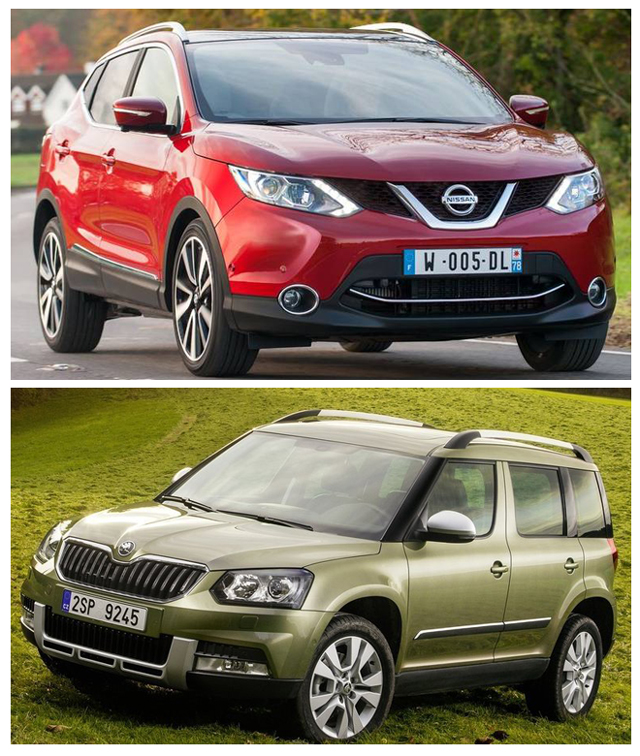 Кроссоверы Nissan Qashqai и Skoda Yeti одни из самых мощных автомобилей своего класса на отечественном рынке